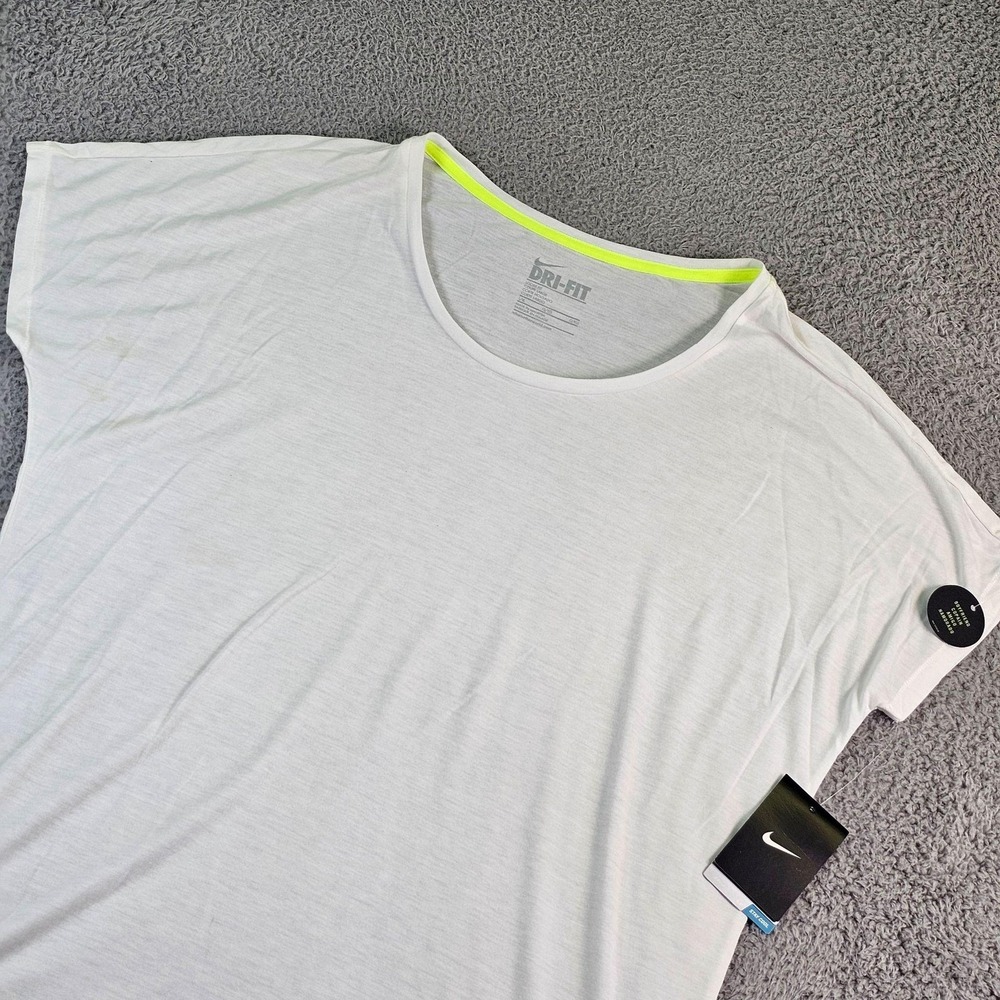 Nike Dri-FIT Shirt Womens L/XL White Boyfriend Scoop Neck Training 633441-100